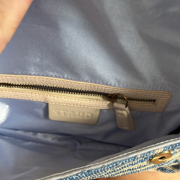 *SOLD* STAUD TOMMY BEADED BAG LIGHT BLUE CREAM - Picture 9 of 10